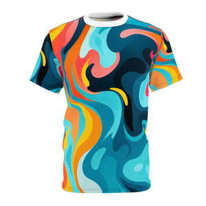 Abstract Cool Unisex Cut & Sew Tee (AOP) - Colorful Abstract Pattern T-shirt