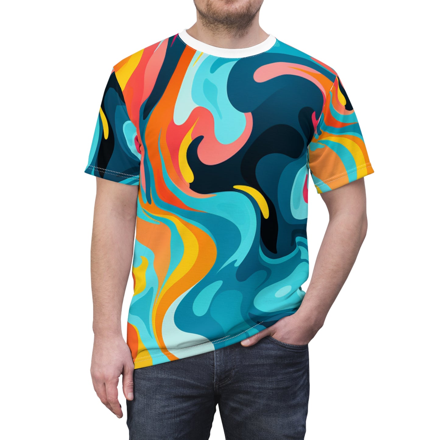 Abstract Cool Unisex Cut & Sew Tee (AOP) - Colorful Abstract Pattern T-shirt